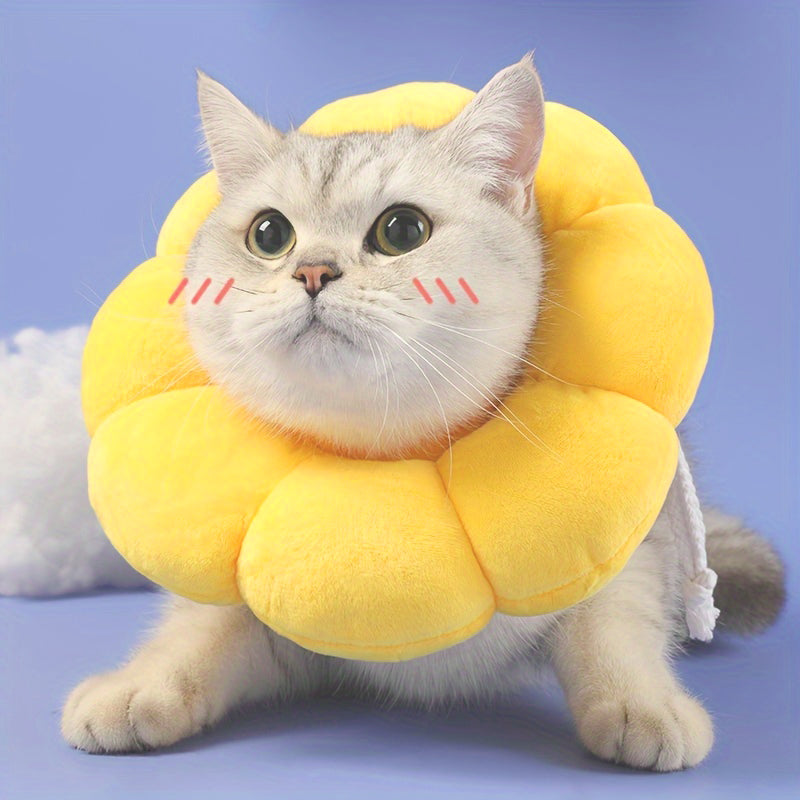 Cat Small Dog Recovery Collar, Cute Sunflower Neck Cone Pets Gym From House