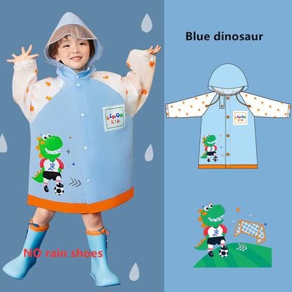 Kindergarten Schoolbag Cloak Big Eaves Cartoon Raincoat Kids dealsniper-net Blue L