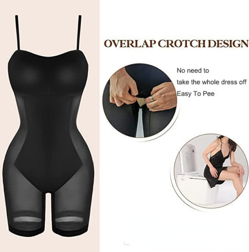 Women's Shapewear Dress Jumpsuit Tummy Tuck Lift Corset Open Crotch Suspender Tight Long Skirt Chest Pad Bodysuit Dress Women dealsniper-net