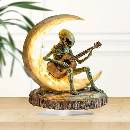 Alien Moon Guitarist Acrylic Home Office Decorations Ornaments Home Decor Gym From House