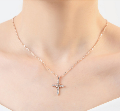 Studded Jesus Cross Necklace Clavicle Chain Jewelry dealsniper-net