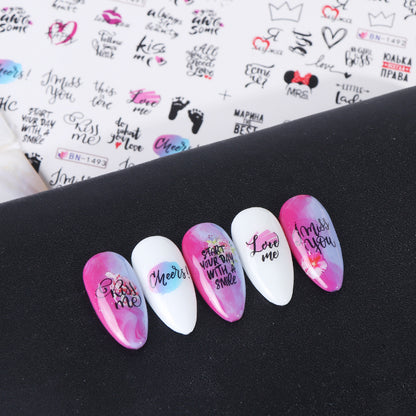 Love Lip Print Letter Nail Sticker Beauty dealsniper-net