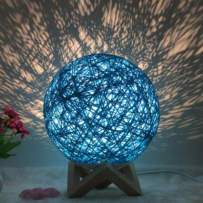 Creative Linen Table Lamp Novel and Unique LED Intelligent Home Decor Gym From House Blue shelf Button 20cm