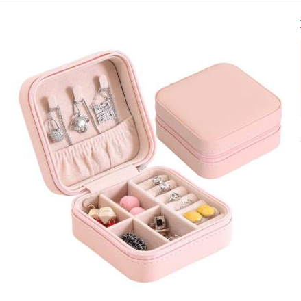 Creative travel portable jewelry box earrings earrings jewelry storage box leather small jewelry bag Jewelry dealsniper-net Pink A