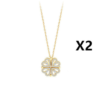 Explosive Style Detachable Deformed Four-leaf Clover Necklace Jewelry dealsniper-net Gold 2PCS