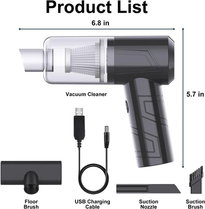 Powerful Handheld Vacuum Cleaner For Car Home Cleaning Cordless, Rechargeable 2 In 1 Mini Vacuum Blower 18000PA Suction Lightweight Portable Black Home dealsniper-net