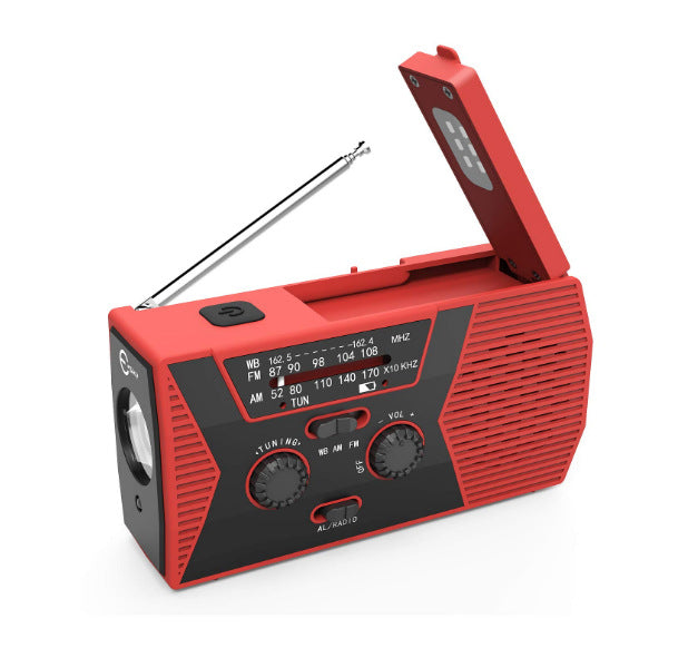 5 in 1 Outdoor Portable Solar Crank AM FM Radio Electronic dealsniper-net Red