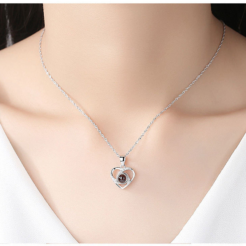 S925 Silver Romantic Colorful Photo Projection Necklace