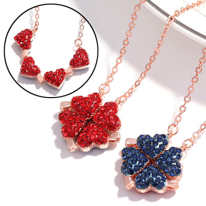 Love Lat Foldable Pendant Rose Gold Full Diamond Red Necklace Jewelry Gym From House Red blue B