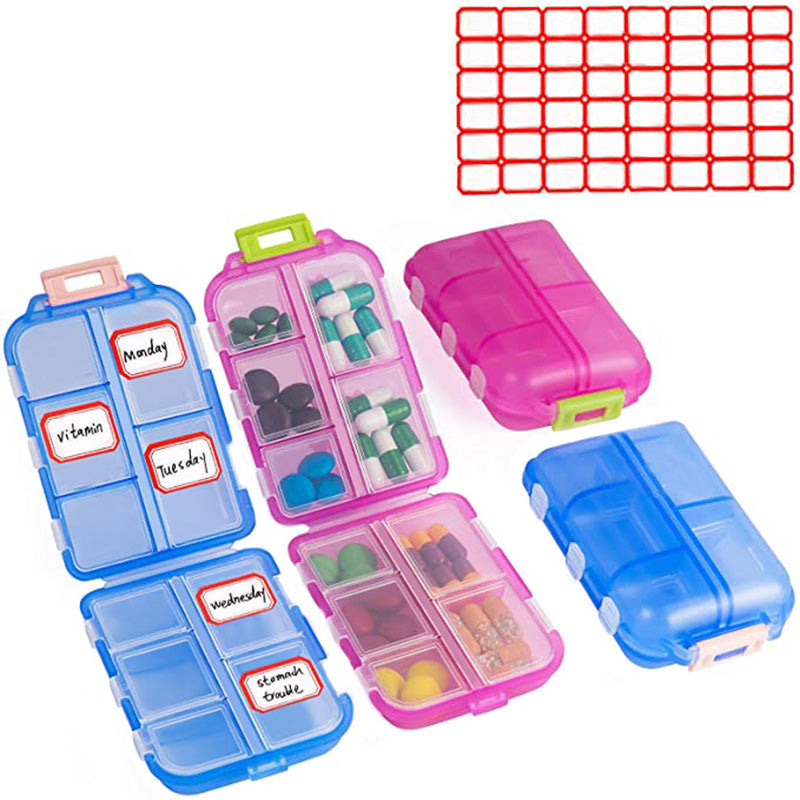 Travel Pill Organizer 10 Grid  Moisture Proof Pills Box