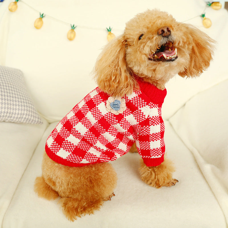 Bowknot Dog Clothes Cat Costume Hollow Knit Dog Sweater Pets dealsniper-net