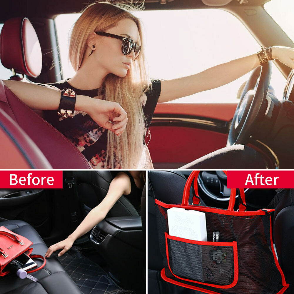 Universal Car Seat Net Pocket Handbag Holder Organizer Storage Bag Between Seats Vehicle dealsniper-net