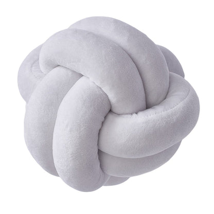 Knotted Plush Ball Design Round Throw Pillow House DealSniper.net White 18cm