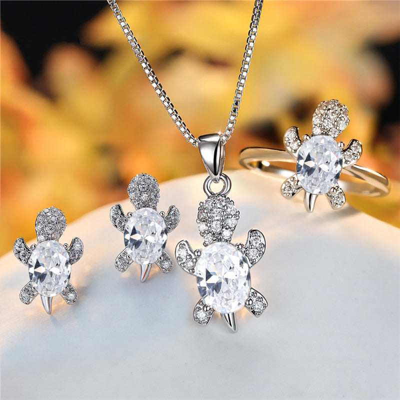 Fashion Oval Zircon Pendant Turtle Shape Necklaces Jewelry Gym From House