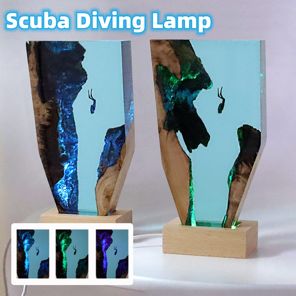 Marine Cave Diver Desktop Decoration Creative Art Lamp Holder