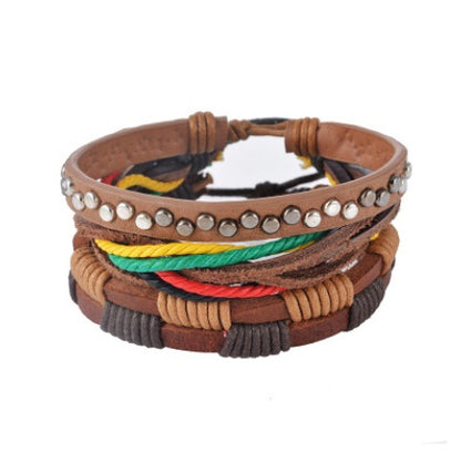 Leather Bracelet Men Multilayer Bead Bracelet Punk Wrap Jewelry dealsniper-net 4