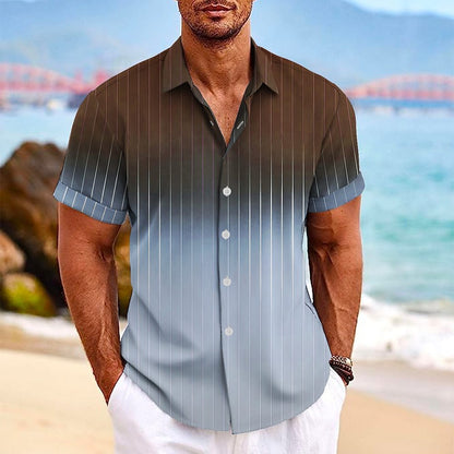 Lapel Button Short-sleeved Shirt Summer Fashion Gradient Men DealSniper.net DCS03WMDCS06 2XL