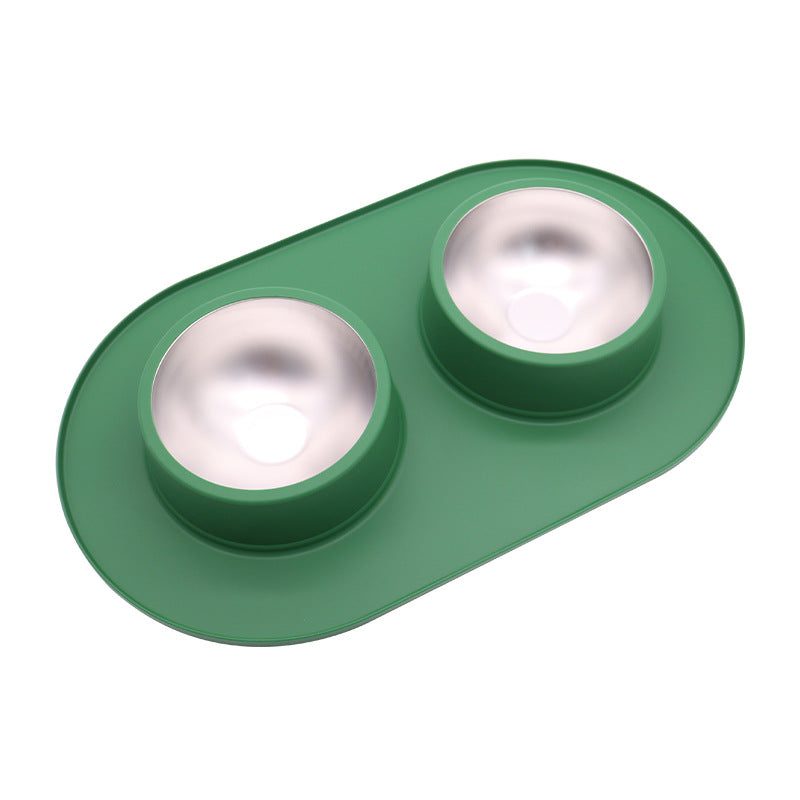Pet Anti-skid Anti-splash Silicone Stainless Steel Bowl Pets Gym From House Green