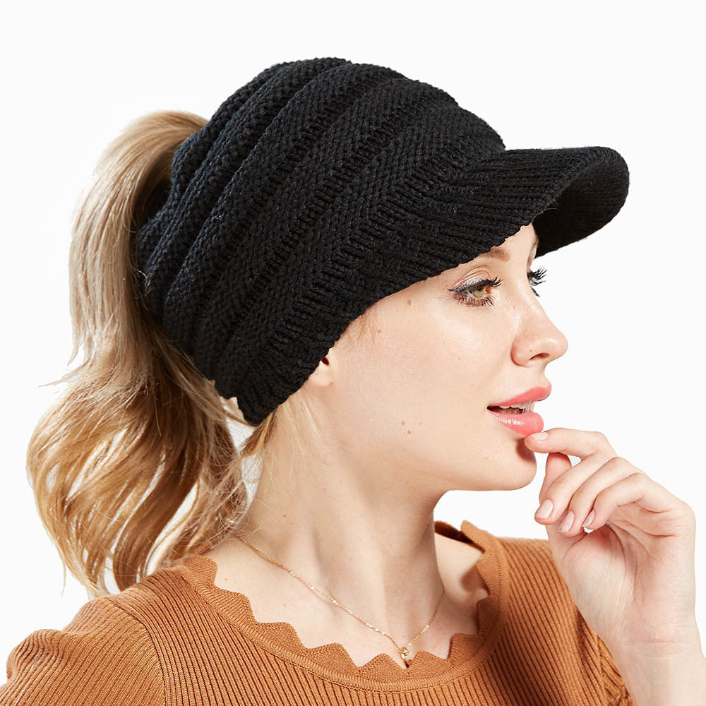 Women Ponytail Beanies Autumn Winter Hats Female Women dealsniper-net