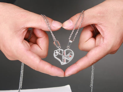 Pendant Love Necklace Set Lover Valentine Gifts Stainless Steel Chain Necklace Jewelry dealsniper-net