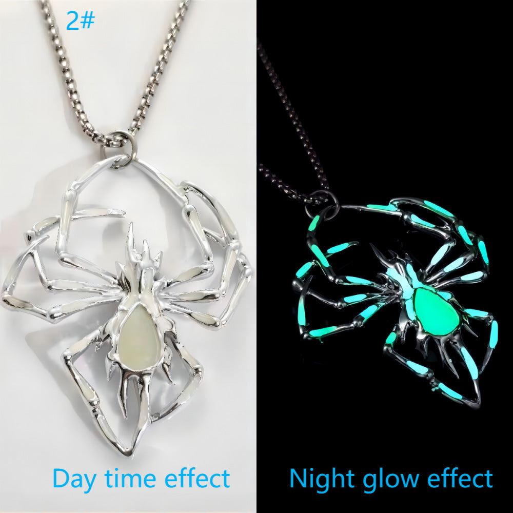 Halloween Creative Stereo Luminous Spider Necklace Jewerly Jewelry dealsniper-net Green Light