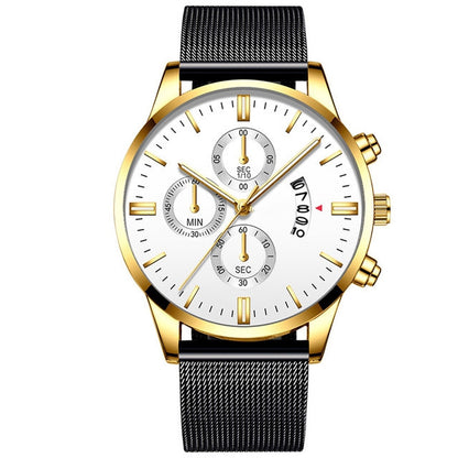 Mens Business Luxury Watches For Men Mesh Band Quartz Watch Jewelry Gym From House White gold