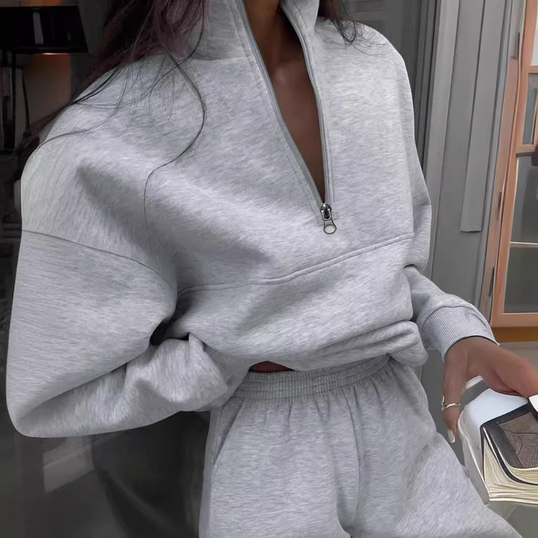 Long-sleeved Sports Sweatshirt Suit Fashion Stand-up Collar Women DealSniper.net