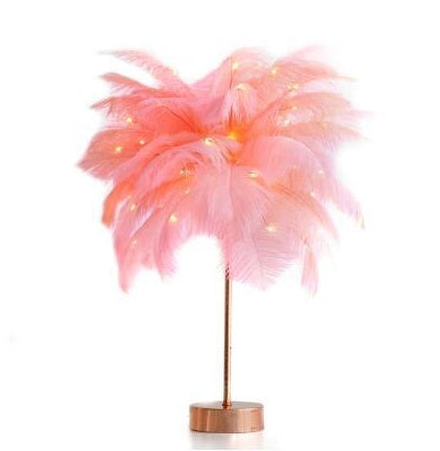 Feather Lamp Nordic Desk Lamp European-Style Night Light Home Decor dealsniper-net Pink Flash battery