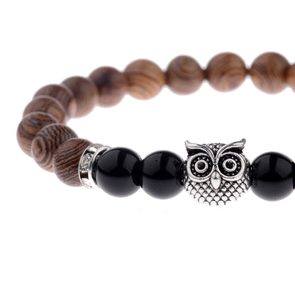 Owl frosted stone lifeline wood grain bracelet Jewelry dealsniper-net