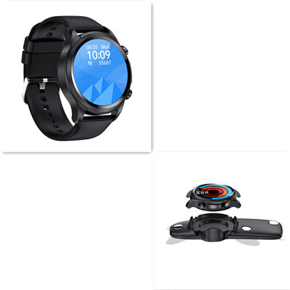 Oxygen ECG Temperature Blood Pressure Heart Rate Monitoring Laser Smart Watch Electronics DealSniper.net Black leather set E400