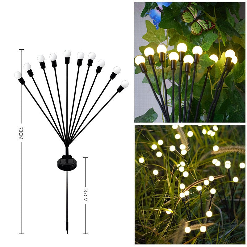 LED Pneumatic Firefly Ground Plug-in Lamp Garden dealsniper-net Warm light 10heads