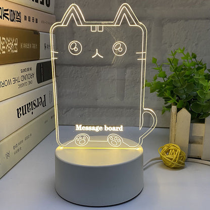 3d Small Night Lamp Desktop Luminous Note Board Home Decor Gym From House