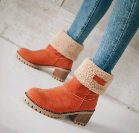 Mid-Tube Thick Heel Suede Snow Boots Women dealsniper-net