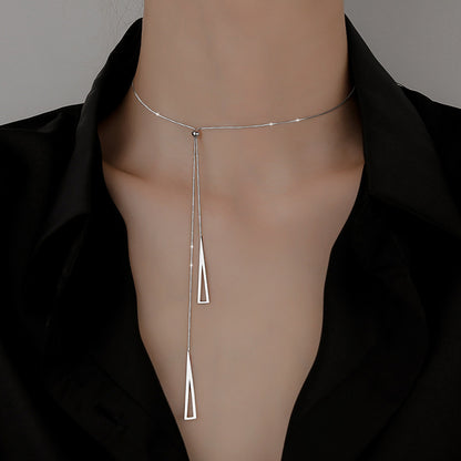 Sterling Silver Geometric Triangle Necklace Jewelry Gifts Holidays dealsniper-net