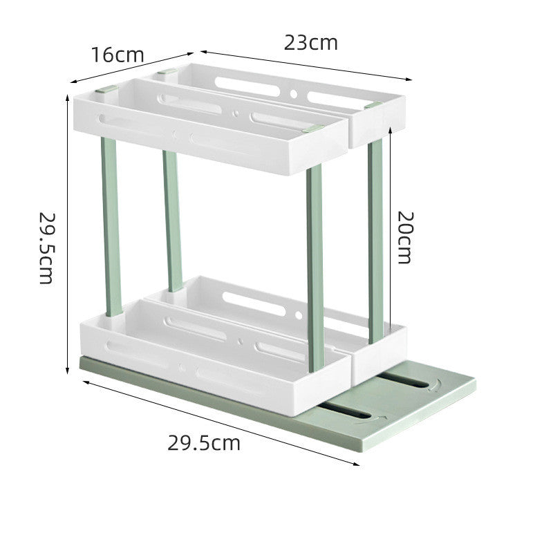 Kitchen Under Sink Drawer Type Spice Rack Kitchen dealsniper-net Green Double Layer 20cm