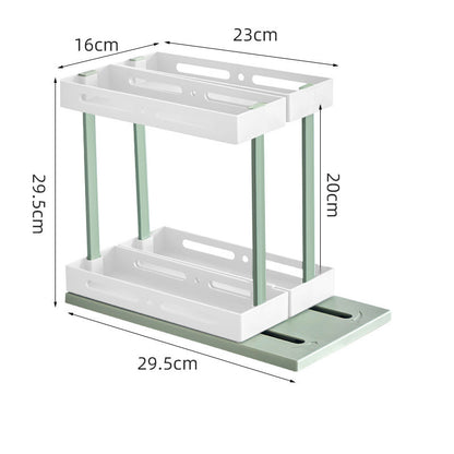 Kitchen Under Sink Drawer Type Spice Rack Kitchen dealsniper-net Green Double Layer 20cm