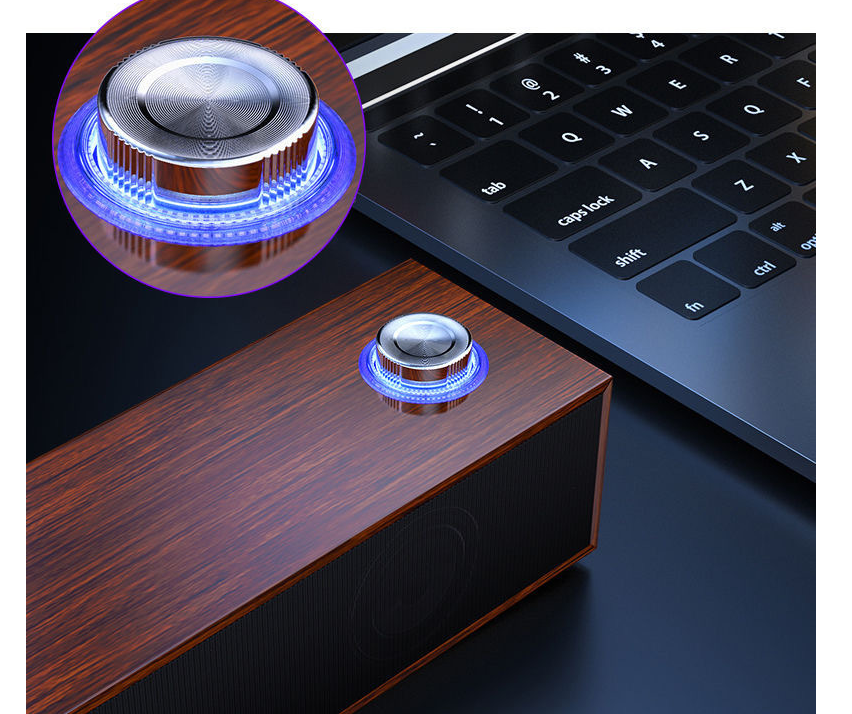 350MB Wired Desktop Wooden Strip Bluetooth Speaker