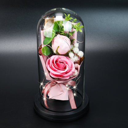 Glass Shade Rose Lamp