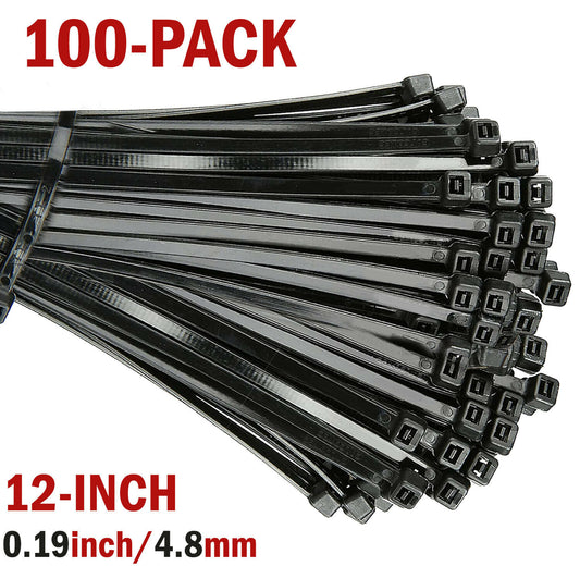 100 Cable Zip Ties 12 Inch Long Cable Ties Super Strong Nylon Cord Wrap Black Vehicle dealsniper-net default