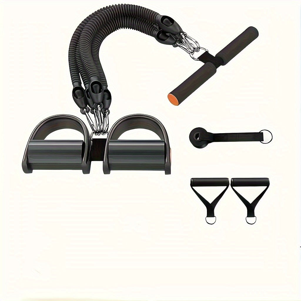 A Set Of Adjustable Resistance Tension Bands With Foot Pedals And Handles Sports Gym From House