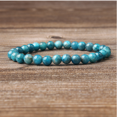 Natural Blue Apatite Bracelets Are Suitable For Men And Women To Wear Elastic Beaded Jewelry Jewelry dealsniper-net