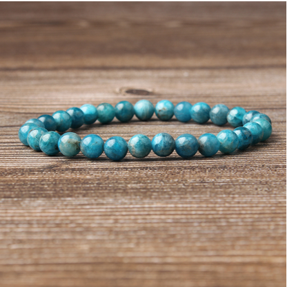 Natural Blue Apatite Bracelets Are Suitable For Men And Women To Wear Elastic Beaded Jewelry Jewelry dealsniper-net