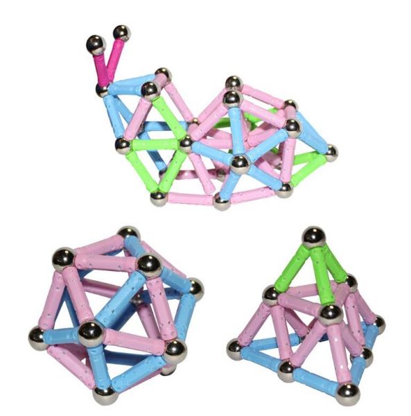 Large Magnet Toy Sticks & Metal Balls Magnetic Building Blocks Construction Toys For Baby Designer Educational Toy For Children Kids DealSniper.net 100 bar 100 balls