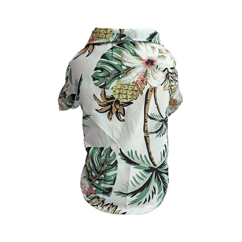 Dog Spring And Summer Thin Shirt Corgi Blue Cat Clothes Pets DealSniper.net Coconut tree white 2XL