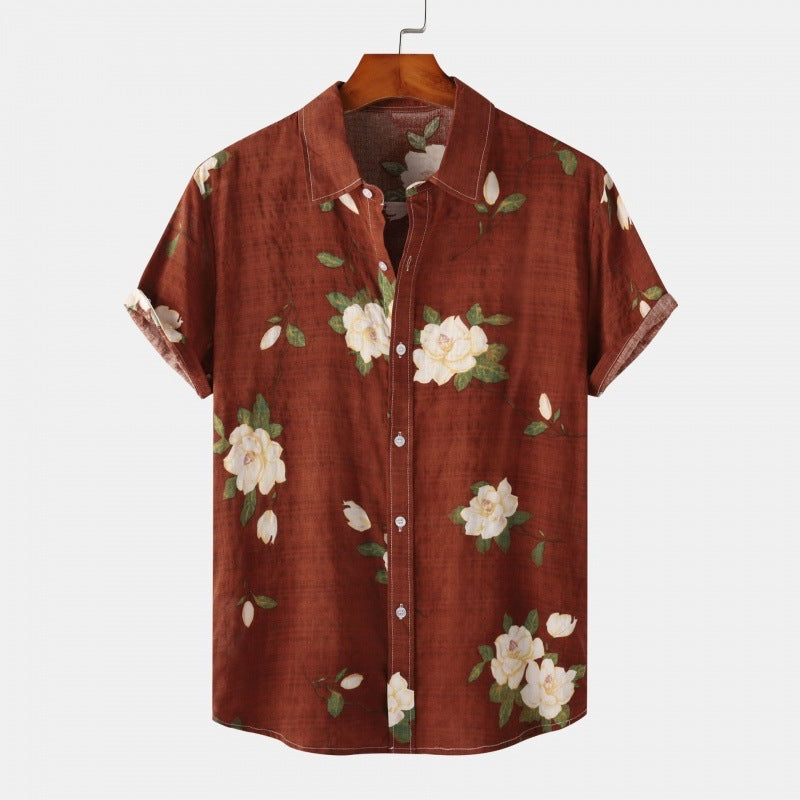 Cross-Border Men's Floral Short-Sleeved Shirts Young Men's Men DealSniper.net 10 2XL