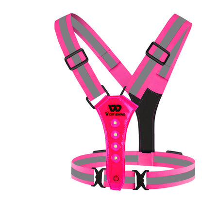 Outdoor Night Run Reflective Vest Riding Warning Light Outdoor dealsniper-net Pink