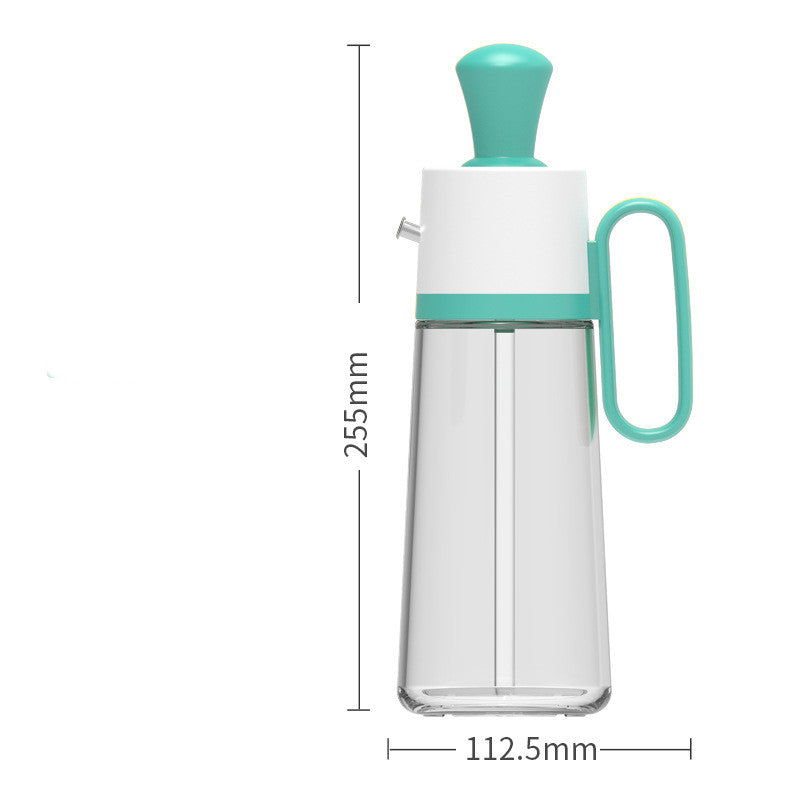 2 In 1 Oil Dispenser With Silicon Brush BBQ Oil Spray Glass Bottle Kitchen dealsniper-net Green