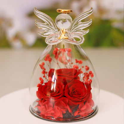 Eternal Flower Gift Box Angel Glass Cover Dried Rose Gift Box