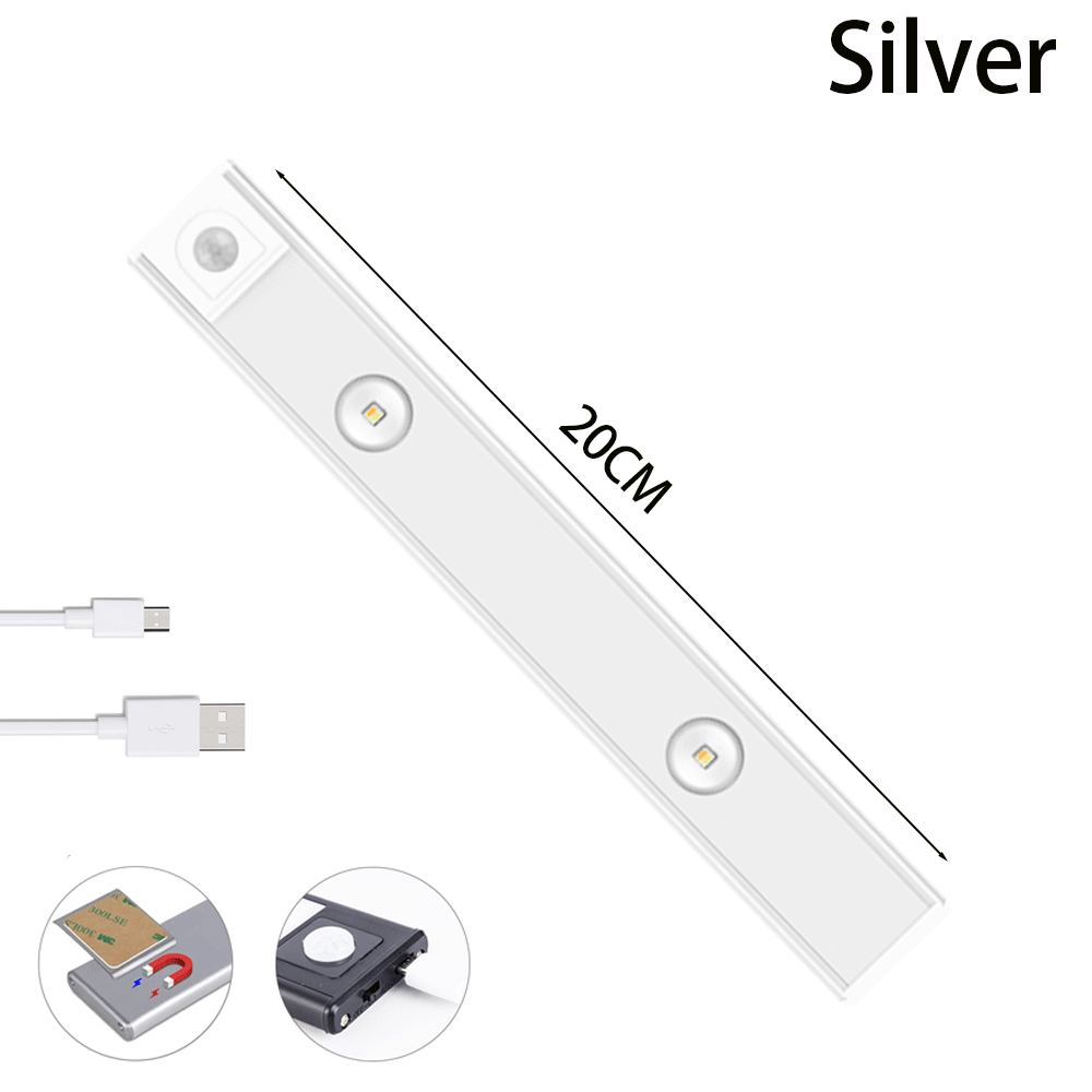 USB LED Night Light Motion Sensor Wireless Thin LED Home DealSniper.net Silver 20cm 1PC