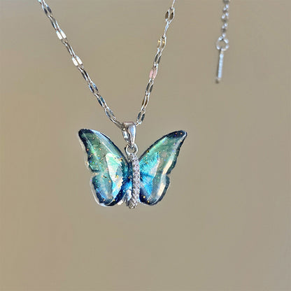 Colorized Butterfly Pendant Clavicle Chain Female Jewelry dealsniper-net